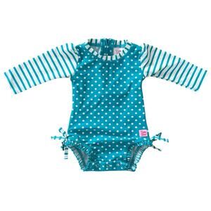 Ruffle Butts Aqua Polka Dot Long Sleeve Rash
Guard Size 3-6 M